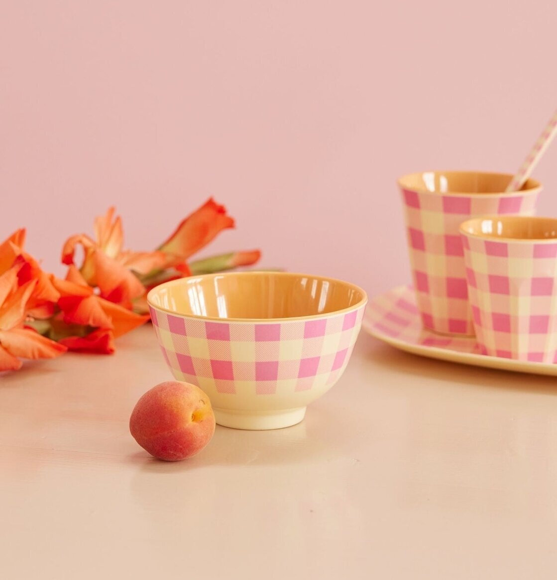 Liten Skål Check It Out Print från Rice med rutigt mönster