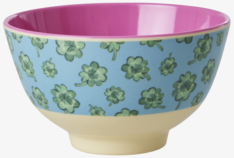 Liten Skål Good Luck Print från Rice med fyrklövermönster