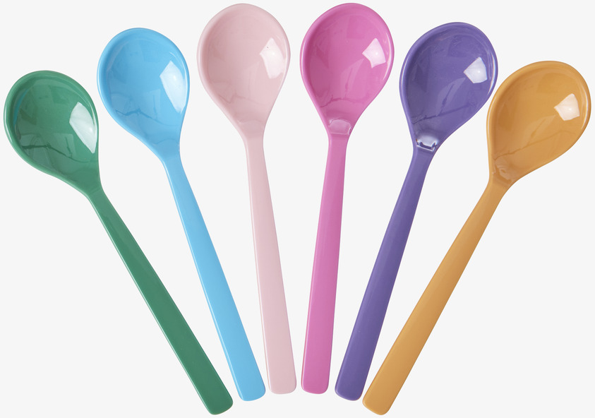 Korta Skedar 6-pack från Rice i olika färger på rad