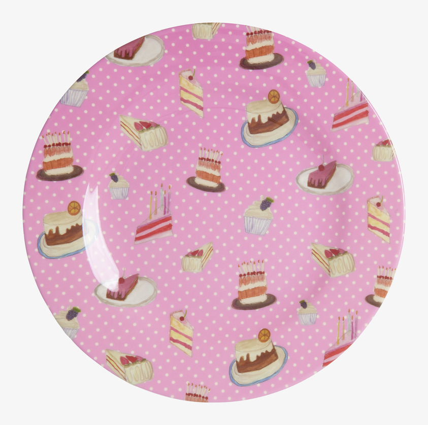 Assiett Sweet Cake Print från Rice med färgglada bakverk