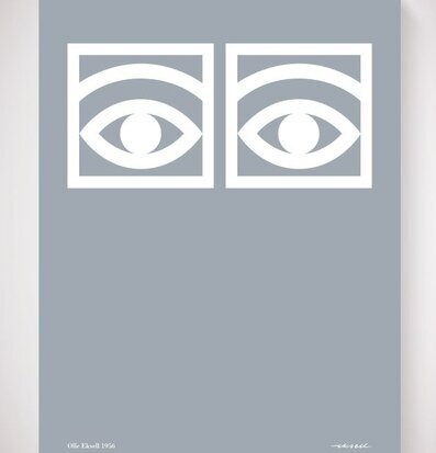 Ögon Cacao Grå av Olle Eksell, grå poster med vita ögon