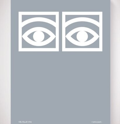 Ögon Cacao Grå av Olle Eksell, grå poster med vita ögon