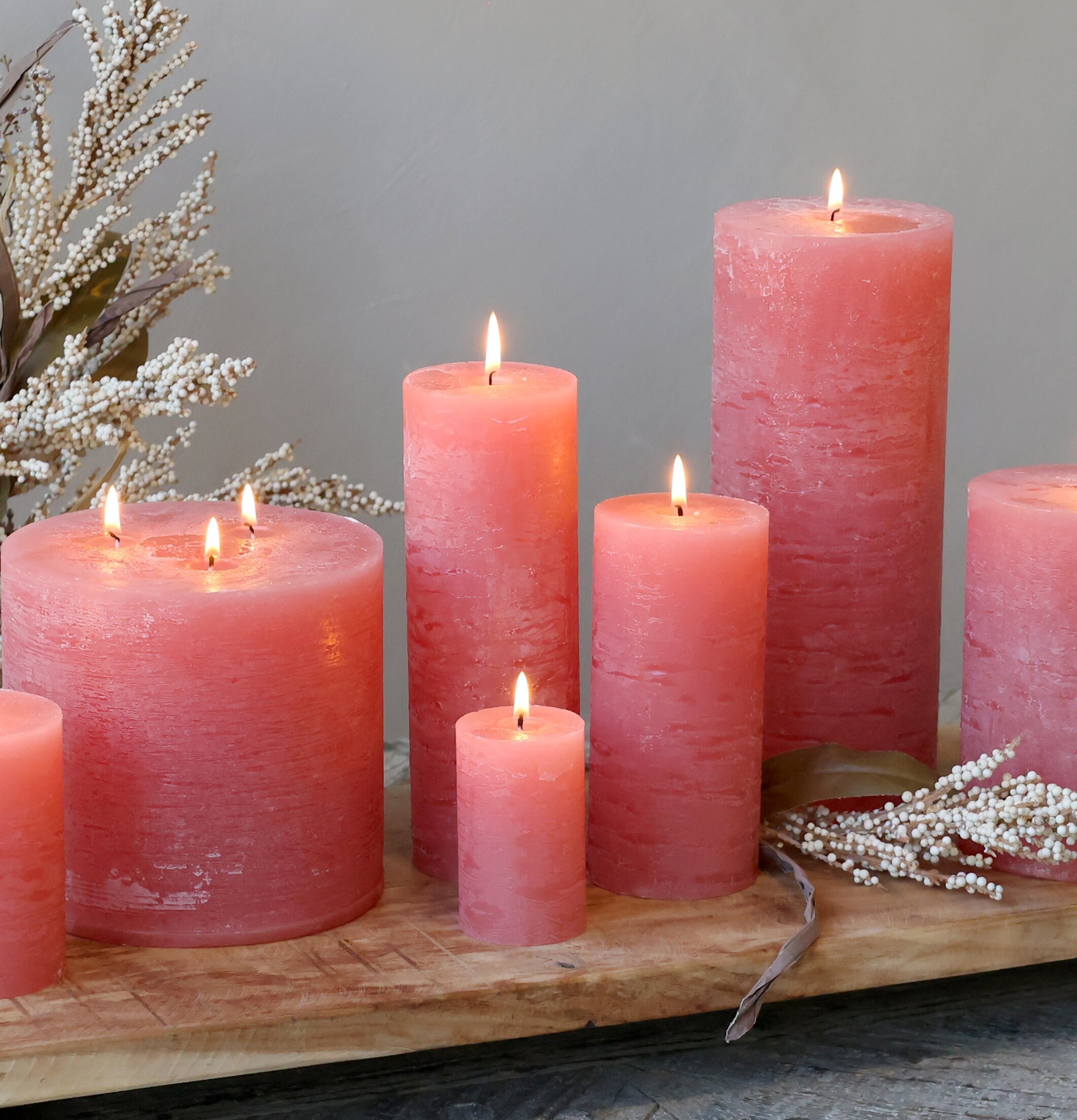 Blockljus Rustik Raspberry 90 Tim från Chic Antique i grupp