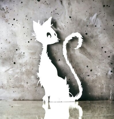 #ÄlskaPlåt Katt Vit från Älskaplåt mot betongvägg