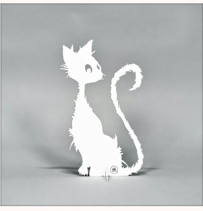 #ÄlskaPlåt Katt Vit i vitlackerad metall från Älskaplåt