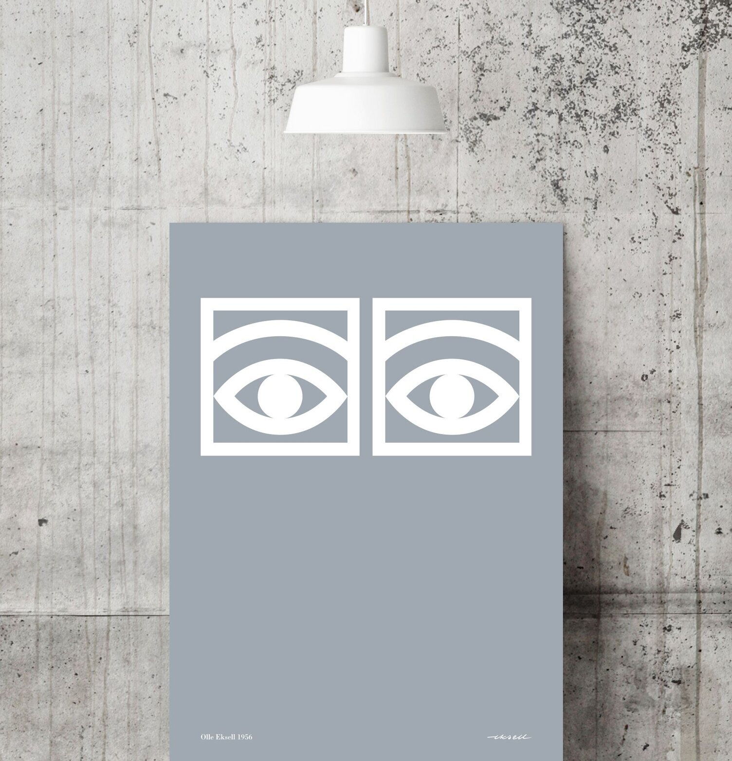 Ögon Cacao Grå poster från Olle Eksell mot betongvägg