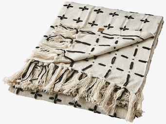 Filt Maja Elfenben/Svart från Affari med geometriska mönster