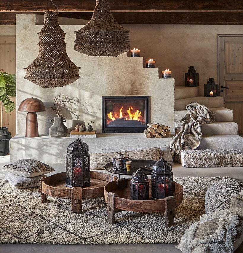 Bordslampa Fungi Rostbrun Large från Affari i rustik miljö