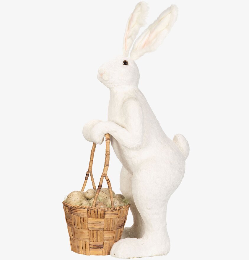 Dekoration Hare Med Korg Vit Stor från A Lot Decoration