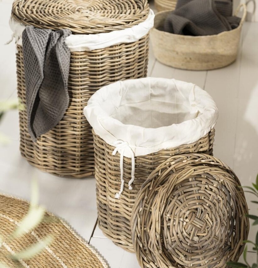 Tvättkorg Rotting från IB Laursen med avtagbart lock