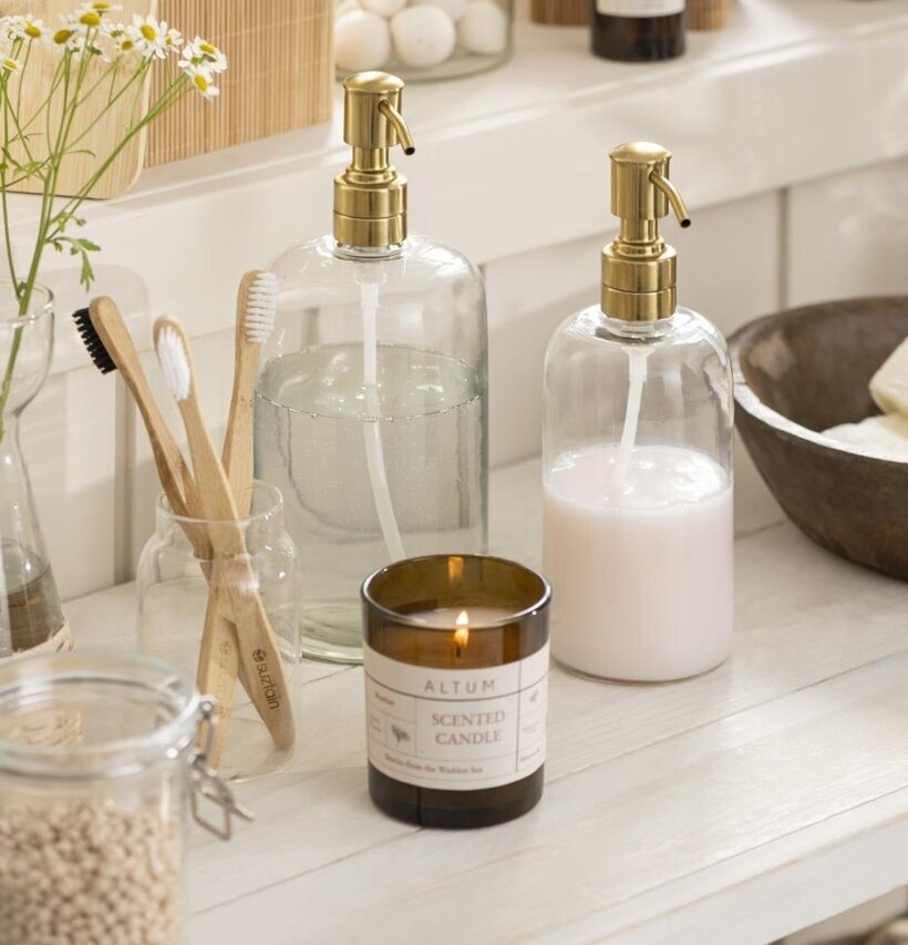 Glasflaska Med Pump Klar/Mässing 480 ml från IB Laursen