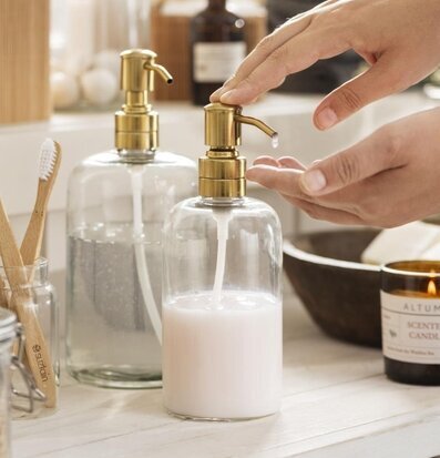 Glasflaska Med Pump Klar/Mässing 480 ml från IB Laursen