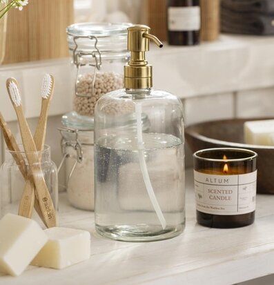 Glasflaska Med Pump Klar/Mässing 1000 ml från IB Laursen