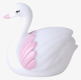 Lampa LED Svan från Rice med vita och rosa detaljer