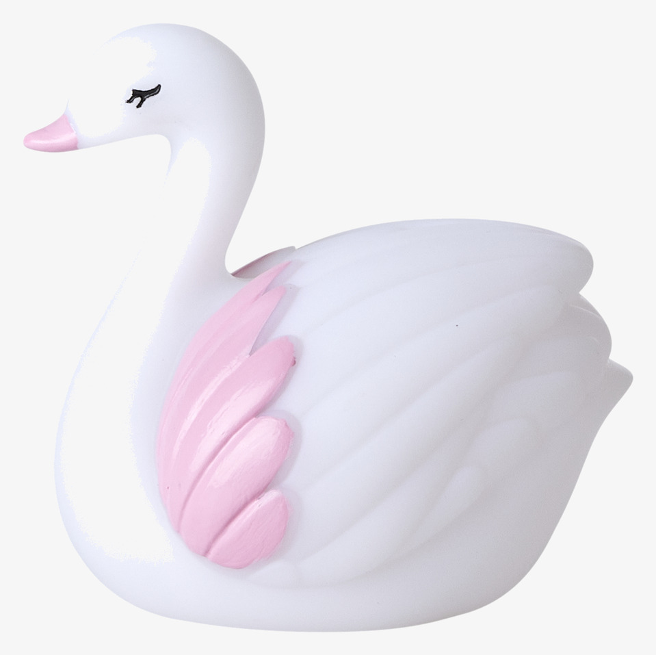 Lampa LED Svan från Rice med vita och rosa detaljer