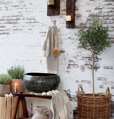 Kruka Grimaud Deko från Chic Antique på rustik träbänk