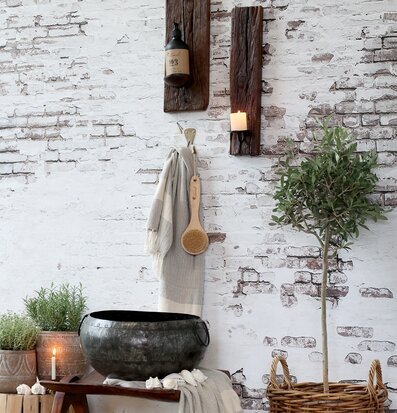 Väggljusstake Grimaud Natur H43cm från Chic Antique i trä