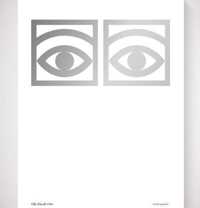 Affischen Ögon Cacao Silver från Olle Eksell med två ögon