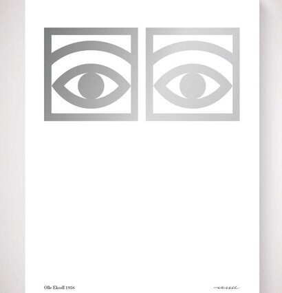 Affischen Ögon Cacao Silver från Olle Eksell med två ögon
