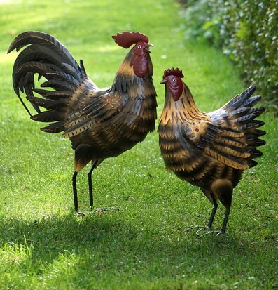 Höna Metall Beige/Grön från A Lot Decoration i trädgård