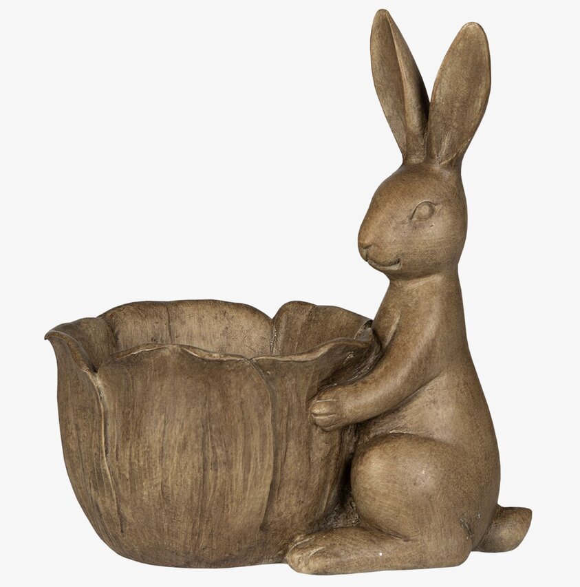 Sittande Hare med Skål Poly från A Lot Decoration, detaljrik