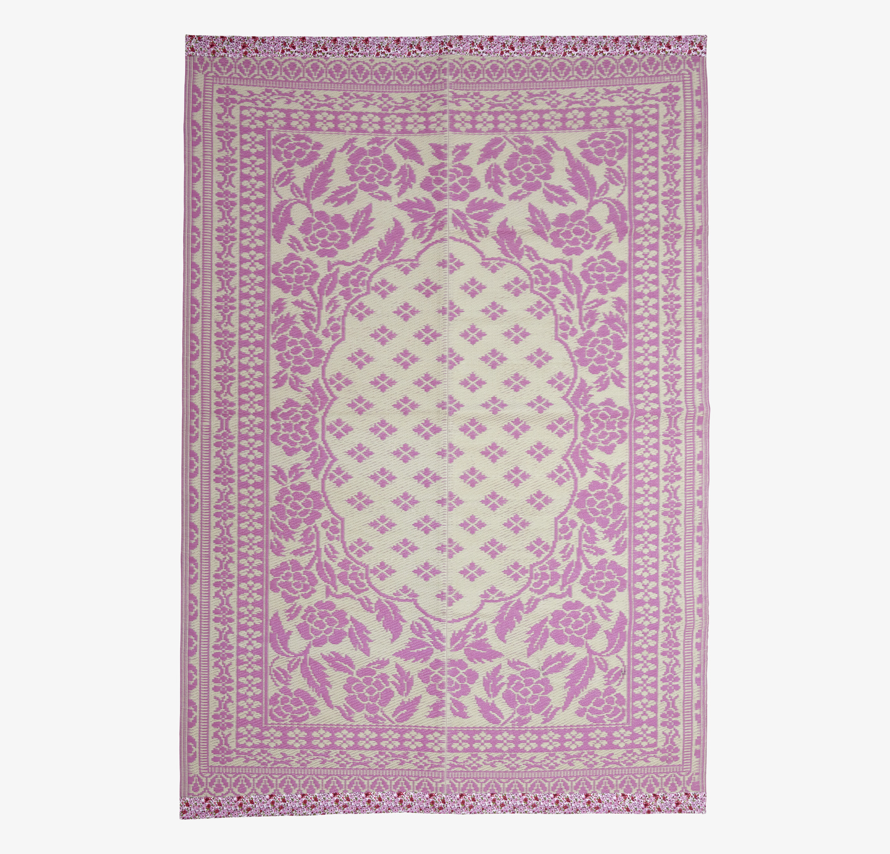 Plastmatta Rosa/Elfenbensvit från Rice med blommönster