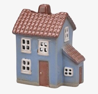 Bild av dekorativ ljuslykta formad som ett hus