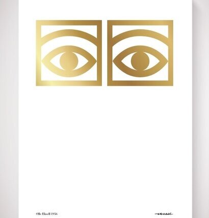 Affisch Ögon Cacao Guld av Olle Eksell med gyllene ögon
