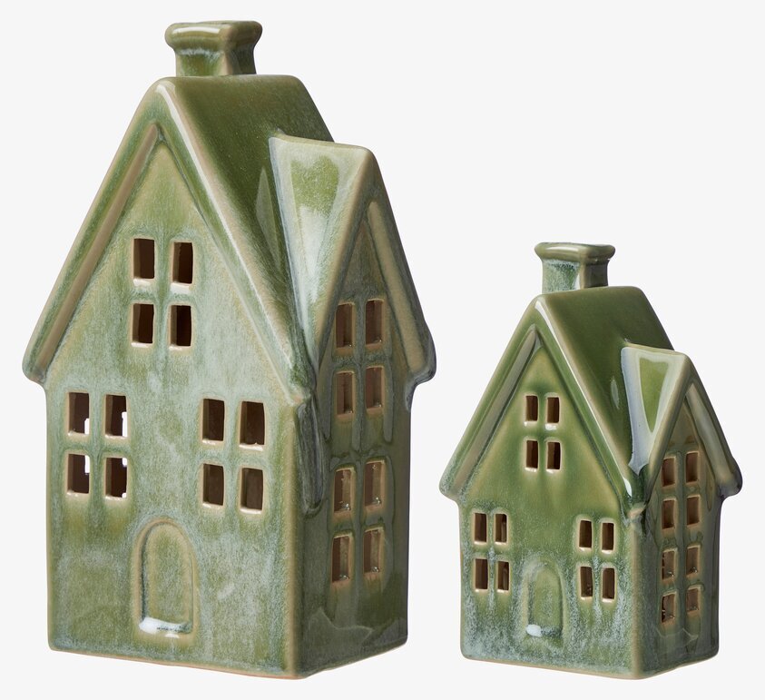 Ljushus LED Grönmelerad Set/2 från Wikholm Form i keramik