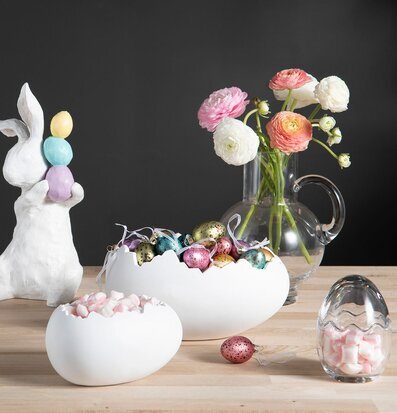 Kruka/Skål Äggskal Vit Poly Set/2 från A Lot Decoration