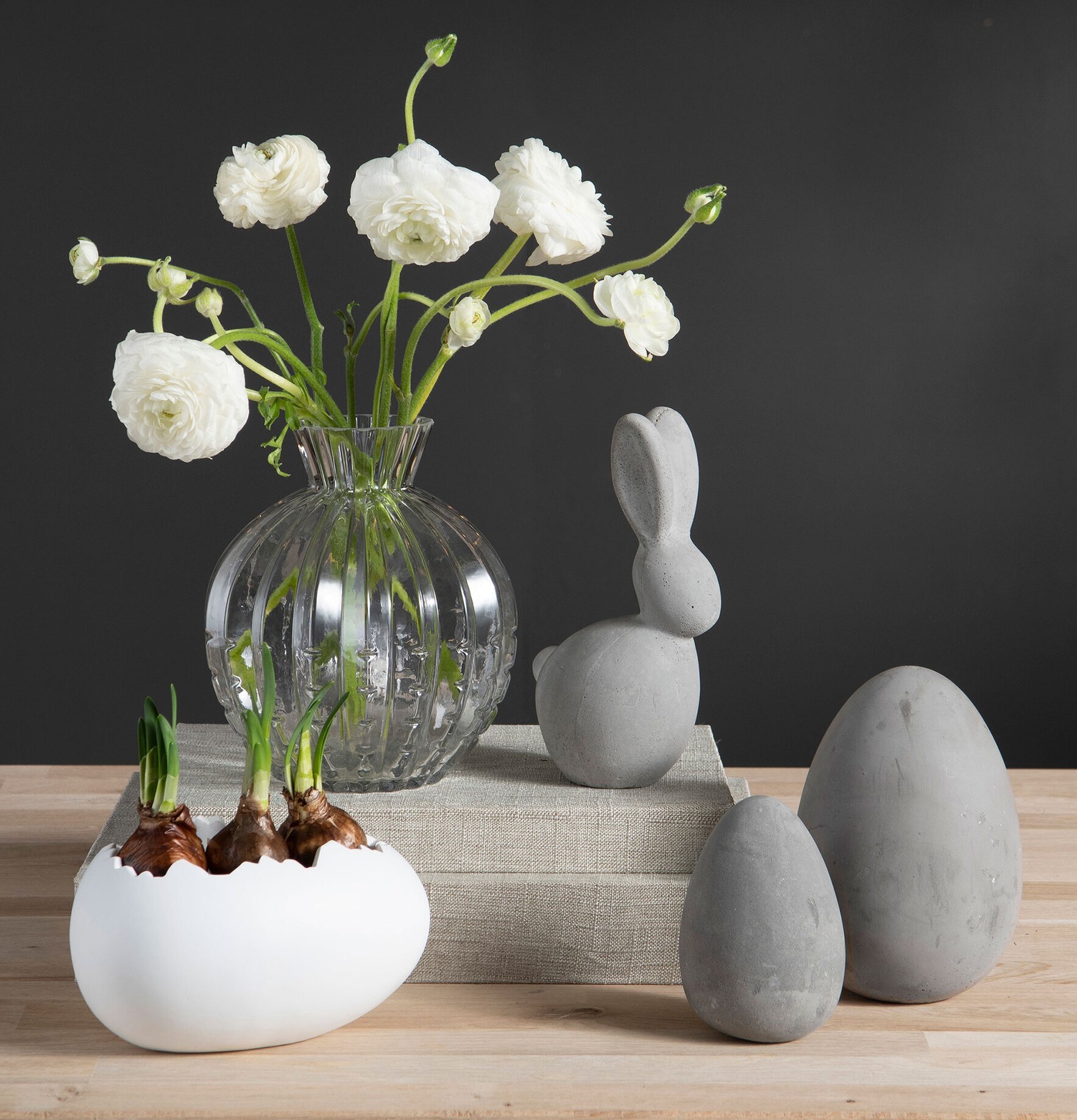 Kruka/Skål Äggskal Vit Poly Set/2 från A Lot Decoration