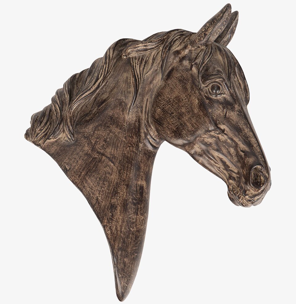 Häst Profil Vägg Brun Poly från A Lot Decoration på vit vägg