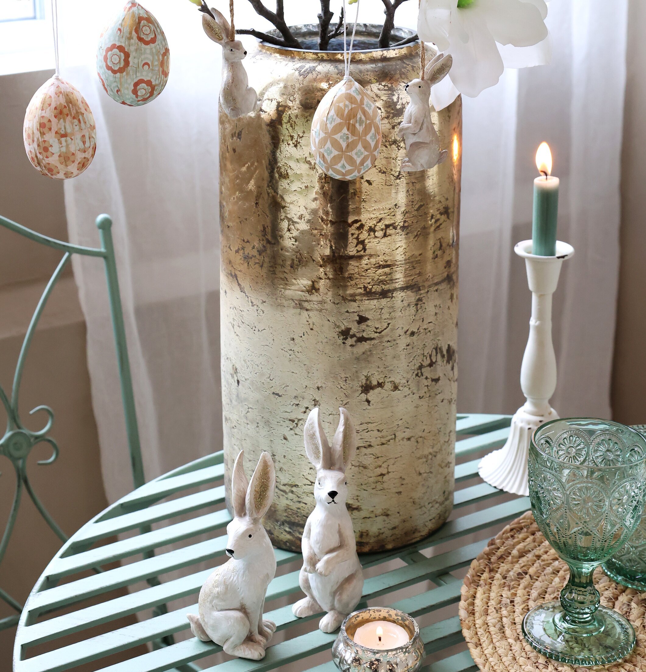 Kaniner Med Glitter Set/2 Antique Creme från Chic Antique