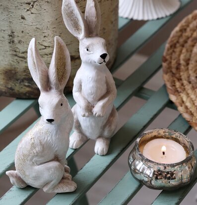Kaniner Med Glitter Set/2 Antique Creme från Chic Antique