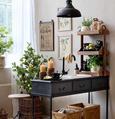 Grimaud Reol Natur från Chic Antique i ett rustikt kök