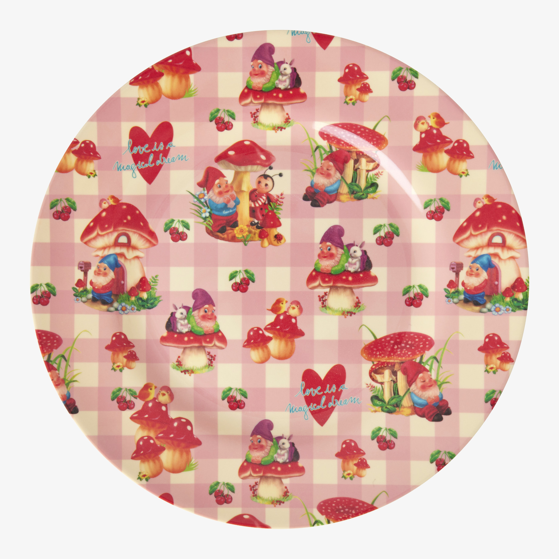 Tallrik Love Therapy Gnome Print från Rice med tomtemotiv