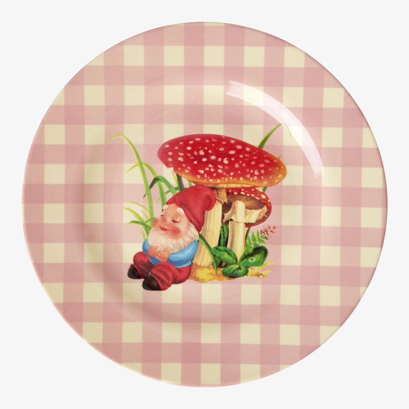 Assiett Love Therapy Gnome Print från Rice med tomtemotiv
