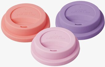 Bild av tre pastellfärgade silikonlock för koppar