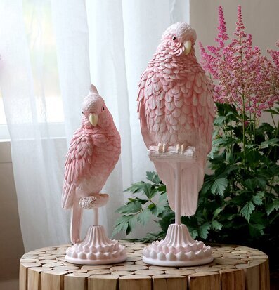 Papegoja Stativ Rosa från Chic Antique, två rosa papegojor