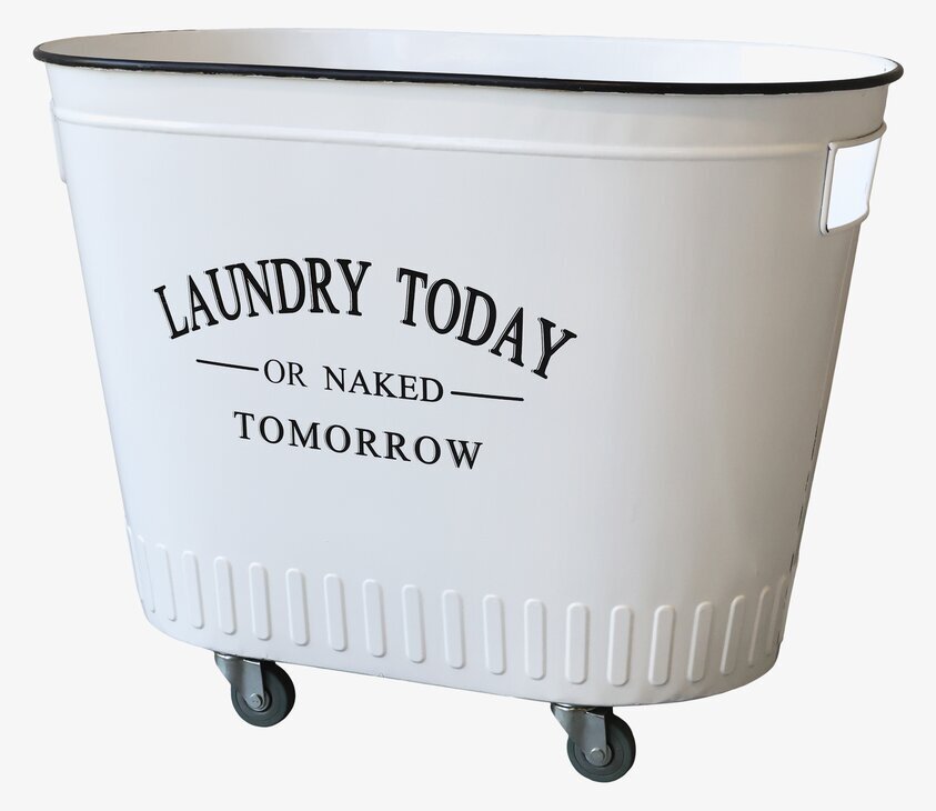 Tvättkorg På Hjul från Chic Antique i vit och svart design