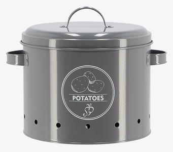 Foto av elegant antracitfärgad plåtburk för potatis