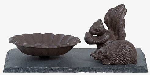 Fågelbad Skogsdjur från Gardenlife i gjutjärn med djurfigurer