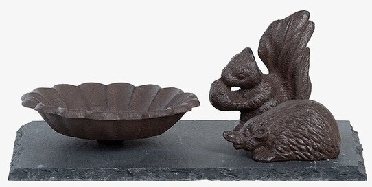 Fågelbad Skogsdjur från Gardenlife i gjutjärn med djurfigurer