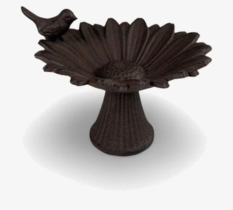 Fågelbad Solros Gjutjärn från Miljögården med liten fågel