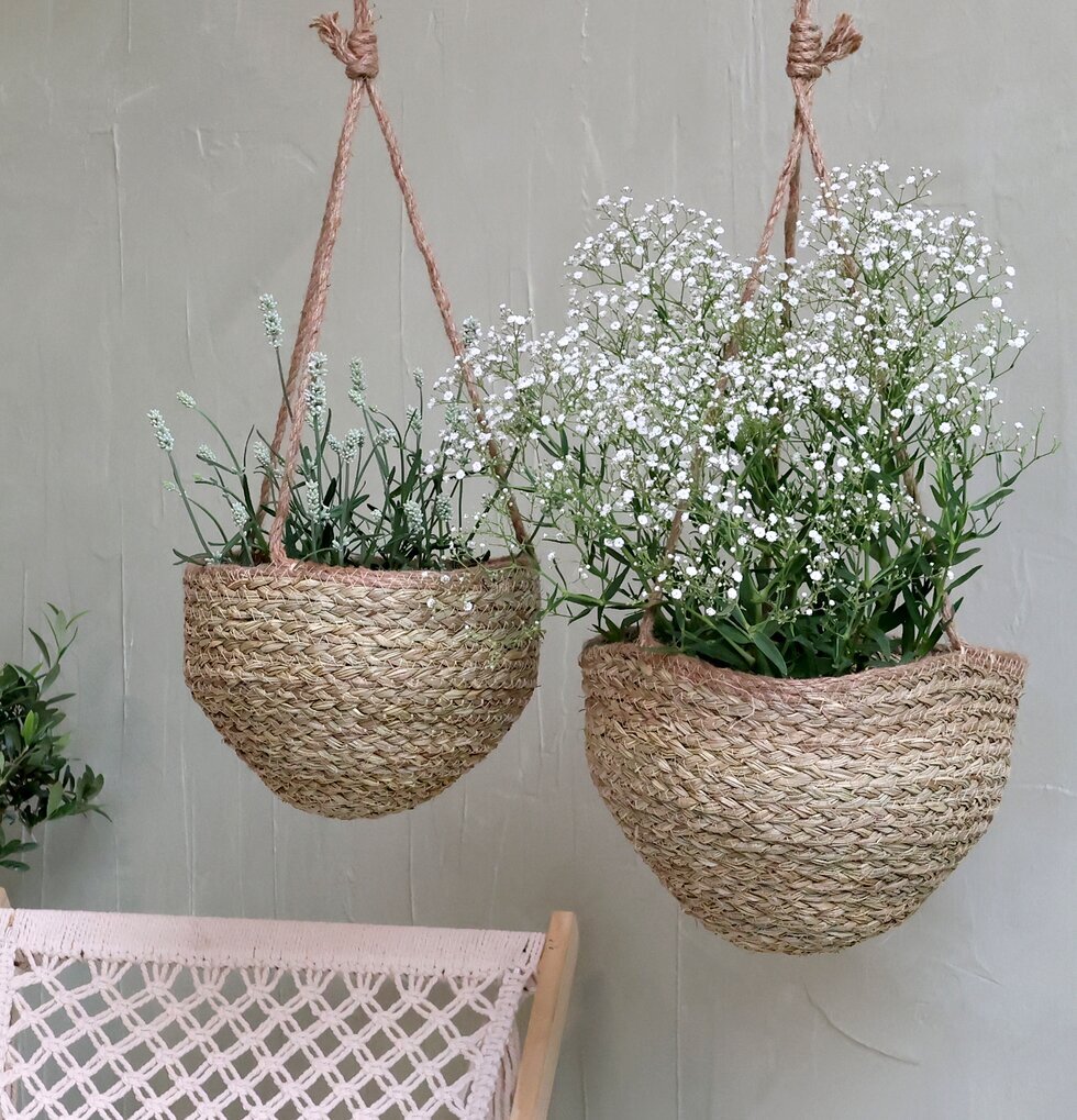 Hängande Korg Med Jute Stor från Chic Antique med växter
