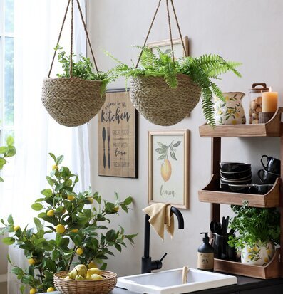 Hängande Korg Med Jute från Chic Antique fylld med växter