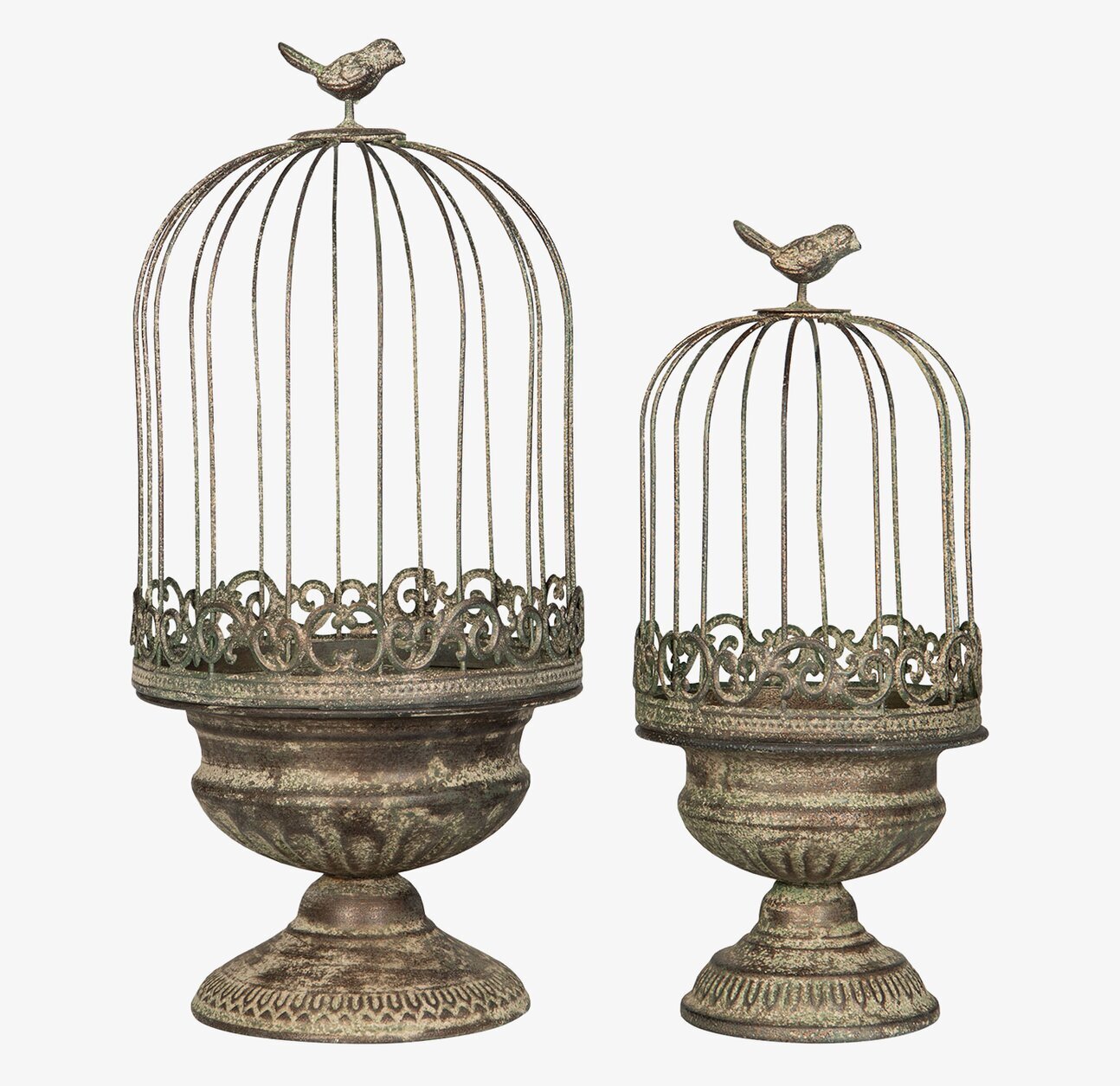 Planteringsbur Fågel Metall Grön Set/2 från A Lot Decoration