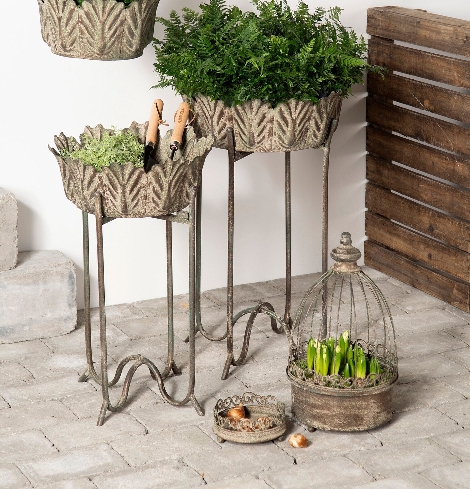 Planteringsbur Metall Grön Set/2 från A Lot Decoration