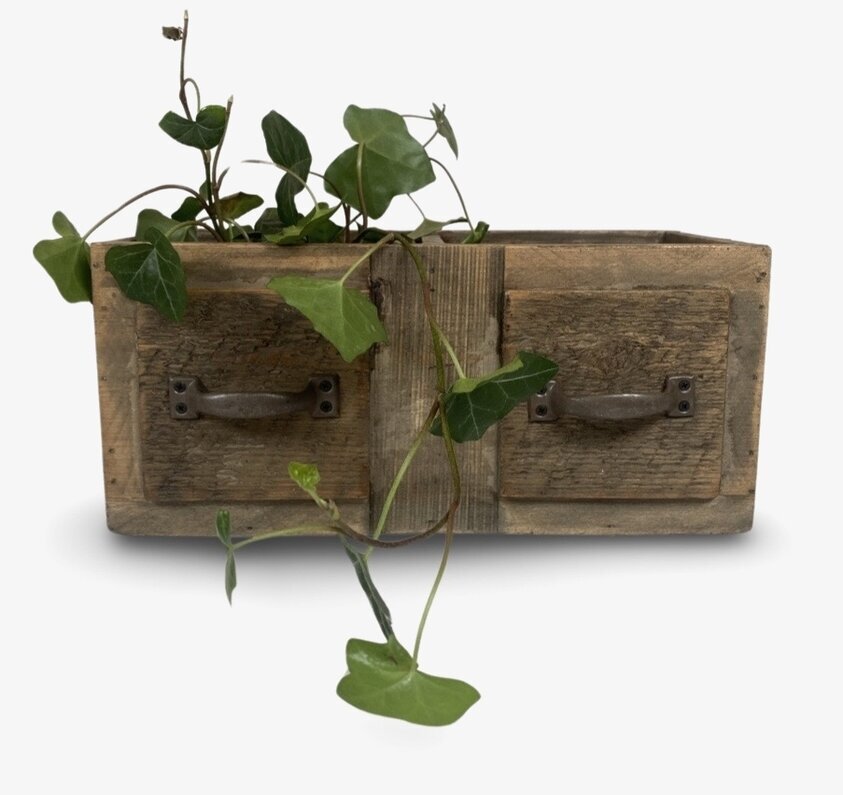 Trälåda Dubbel Med Handtag från Miljögården med växter
