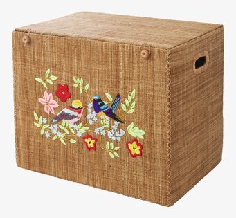 Förvaringskorg Handbroderad L från Rice med fågelmotiv